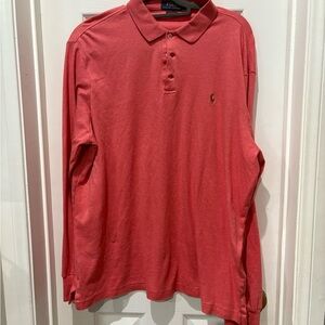 Polo Ralph Lauren Classic Fit Long Sleeve Polo Shirt - Men’s Size L -Salmon/Pink